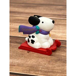 1996 HALLMARK KEEPSAKE ORNAMENT QX5699 GRANDSON PUPPY ON SLED